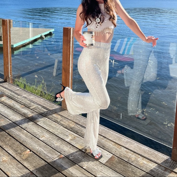 Sequin high waisted pants - Picture 2 of 2